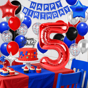 Globos Personalizados Rojos, Negros, Azules y Plateados para Fiestas, Globos de Estrella Metalizados, Pancarta, Decoración para Pastel, Decoración para Fiestas de Cumpleaños Infantiles - Product Image 5