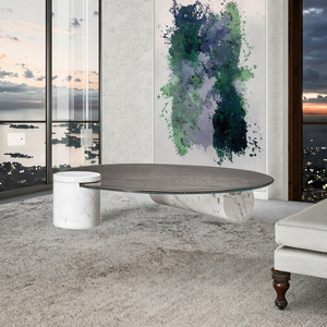 Minimaliste créatif nouvelle peinture <span class=keywords><strong>verre</strong></span> dessus marbre <span class=keywords><strong>Table</strong></span> jambe <span class=keywords><strong>Table</strong></span> basse concepteur petit salon rond <span class=keywords><strong>verre</strong></span> trempé <span class=keywords><strong>Table</strong></span> à thé - Product Image 5