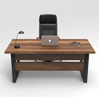 MEILLEUR PRIX HAUTE QUALITÉ BUREAU INFORMATIQUE YURUPA BUREAU DE TRAVAIL AVEC PIEDS EN MÉTAL DESIGN VINTAGE EFFET BOIS BAROQUE 180CM * 90CM