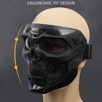 Masque de protection intégral coupe-vent avec logo pour cosplay, cyclisme, moto et activités tactiques – Lunettes de protection incluses
