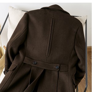 Automne et hiver marron rétro double boutonnage laine <span class=keywords><strong>mi</strong></span>-longueur <span class=keywords><strong>manteau</strong></span> <span class=keywords><strong>homme</strong></span> <span class=keywords><strong>long</strong></span> pardessus <span class=keywords><strong>homme</strong></span> - Product Image 3