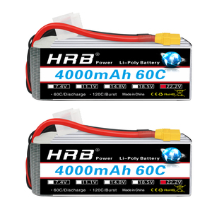 Batería Lipo HRB 6S 22.2V 4000mah para <span class=keywords><strong>Drones</strong></span>, 60C, Conector XT90, Enchufe EC5 para Autos RC, <span class=keywords><strong>Drones</strong></span>, Helicópteros y Aviones RC - Product Image 2