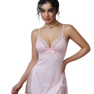 Nuevo Artículo de Moda en Venta, Popular en AliExpress, Suministro para Comercio Exterior Europeo y Americano, Ropa de Dormir de Seda Rosa - Product Image 5