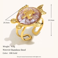 Dingran nouveauté bijoux délicats en acier inoxydable Design Unique plaqué or tortue émail coquille anneaux