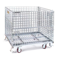 Cage de stockage de bouteilles de vin en treillis métallique galvanisé pliable de style européen, empilable, entrée 4 voies, capacité de charge 500-2000 kg