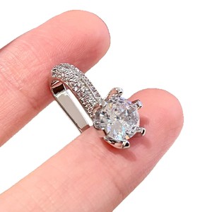 Fashion <b>Clip</b>-<b>on</b> Zinc Alloy <b>Earrings</b> Women's Round Brilliant Cut Inlaid Micro Insert Trendy Party Jewelry Made China Model JX111 - Product Image 2