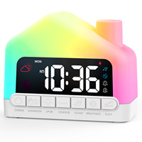 Lampe de chevet pour enfants, lampe de table de chevet, horloge numérique LED mignonne pour enfants avec réveil et lumière d'ambiance RGB