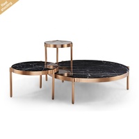 Nouvelle table basse de salon haut de gamme avec plateau en marbre et structure en acier inoxydable, ensemble de tables basses rondes pour la maison