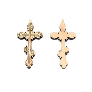 Natural Wood Color Cross Pendant 20Pcs For Necklace Making DIY Jewelry Accessories Irregular Shape - Product Image 2