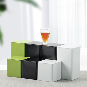 Sang Trọng Thực Phẩm Bán Buôn Quảng Trường Màu Trắng Màu Đen Lỏng Trà Đóng Hộp Canister Cà Phê Rỗng Kim Loại Hình Chữ Nhật <span class=keywords><strong>Tin</strong></span> Có Thể Cho Trà - Product Image 2