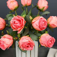 Usine En Gros Unique Tête Artificielle Bord Brûlé Rose Fleur pour La Maison De Mariage Événement Décoration Arrangement Floral