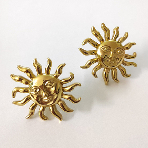 热销个性化黄铜笑脸太阳形拉手旋钮衣柜抽屉柜门拉手 - Product Image 3