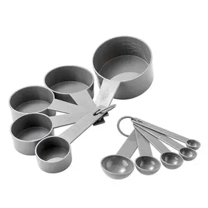 Sendok takar melamine measuring spoon 30 ml, 10 piece set custom grey measure spoons set cup