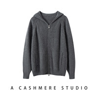 Großhandel 100% Kaschmir Kapuzen-Strickjacke für Damen mit Reißverschluss, Raglanärmeln und Seitentaschen, Individuelles Logo Möglich