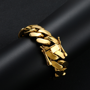 BB041 Pulsera de Cadena Cubana de Latón Chapado en Oro de 14K de 22MM, Estilo Hip Hop para Hombre, Moda para Fiestas, AceWings - Product Image 5