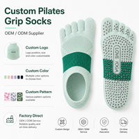 Chaussettes de Pilates en Fibre de Bambou à Cinq Doigts, Antidérapantes avec Semelle en Silicone, Évacuation de l'Humidité pour Yoga, Barre, Reformer, Studio, Logo Personnalisé
