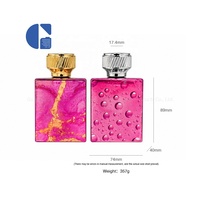 Flacon de parfum vide en verre carré rose et violet de luxe GC 100 ml pour homme avec bouchon métallique torsadé texturé personnalisé