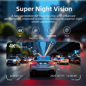 Cámara para Coche <span class=keywords><strong>de</strong></span> Doble Lente 4K+1080P en Oferta, Grabadora <span class=keywords><strong>de</strong></span> Video con <span class=keywords><strong>Pantalla</strong></span> IPS <span class=keywords><strong>de</strong></span> 1.97 Pulgadas, Compatible con WiFi/GPS, Caja Negra para Coche para Conductores <span class=keywords><strong>de</strong></span> Servicios <span class=keywords><strong>de</strong></span> Transporte - Product Image 3