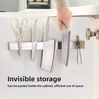 Porte-couteaux magnétique en acier inoxydable 304, support de rangement pour couteaux de cuisine, fixation murale sans perçage ni installation