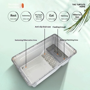 Прямоугольный террариум для черепах из полипропилена с функцией фильтрации, дренажа, для выгула, выведения и кормления - Product Image 2