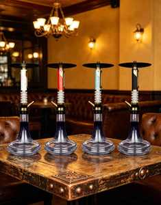 Chicha moderne en verre avec tige métallique, pipe à eau portable, base transparente, pour salon et soirées - Product Image 4
