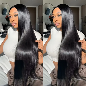 MUNONG Perruques Lace Front HD 13x6 de 30 pouces, <span class=keywords><strong>Cheveux</strong></span> Humains Lisses, Densité 200%, Sans Colle, Pré-épilées pour Femmes - Product Image 3