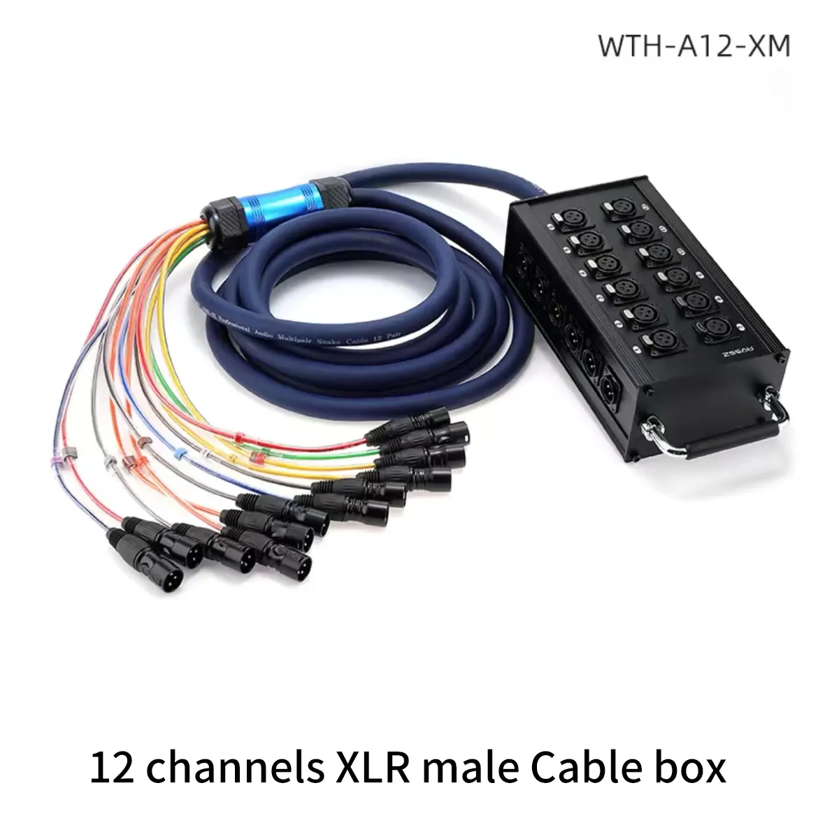 Multi-canale 12 canali XLR DMX 3pin maschio a femmina cavo Audio palco scatola Rainbow serpente cavo blu PVC OFC microfono