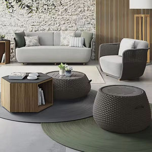Ensemble <span class=keywords><strong>de</strong></span> canapé <span class=keywords><strong>de</strong></span> jardin moderne en bambou et rotin, canapé d'angle <span class=keywords><strong>de</strong></span> patio avec coussin amovible, housses imperméables et durables, meubles - Product Image 3
