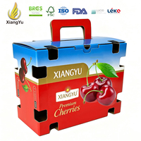 Boîte d'emballage pour cerises Xiangyu, carton ondulé personnalisé imprimé avec poignée pour les producteurs de fruits frais et la vente en gros