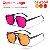 Gafas Sunray Retro Pilot con Doble Puente, Montura Completa TR90 en Negro Brillante, Lentes Tintadas, Remaches Dorados, Unisex, OEM, con Bloqueo de Luz Azul