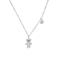 Collier avec pendentif en forme d'ours en argent S925 avec chaîne à maillons, design mignon et adorable, zircone cubique 5A, fournisseur de bijoux OEM ODM