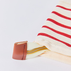 Beauty Stripes Cosmetic Bag Fashion Zipper Makeup Bag Pochette d'accessoires en toile française Pochette à fermeture éclair en toile de coton biologique recyclé - Product Image 2