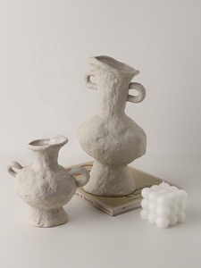 <strong>Cottage</strong> Style Hand-made Retro <strong>Pottery</strong> White Matte Ceramic Vase Plain Burned Art Flower Vase - Product Image 5