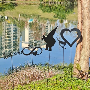 Decoración de Jardín Personalizada Negra, Adornos Creativos para Exteriores, Adornos de Animales con Tornillos, Letreros Metálicos para Césped, Estacas de Jardín, Planta Artificial - Product Image 2