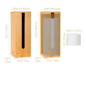 Bamboo Toilet <b>Paper</b> Holder Rectangular Free Standing Wooden Desktop Storage Box For Home Bathroom <b>Kitchen</b> Hotel Restaurant - Product Image 4