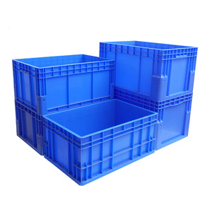 Thickened Plastic Storage Crate 600x400x330mm Stackable For Warehouse Parts Organization And <b>Transportation</b> Gray Blue PP - Product Image 4