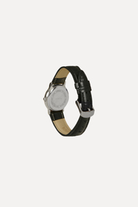 Montre-bracelet classique en quartz argentée et noire GBHW avec boîtier en acier inoxydable, bracelet en cuir, montre de luxe décontractée pour les affaires - Product Image 5