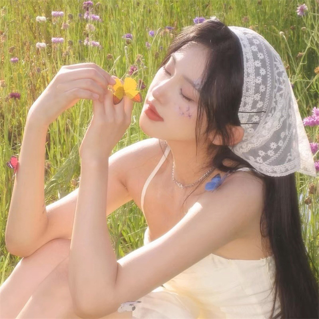 Spring Summer Ins High-End Lace Triangle Headscarf - Pastoral Style Hair Tying Accessory, Sweet Versatile Bandana