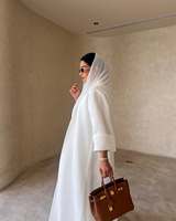 Robe de prière personnalisée OEM à faible MOQ, Abaya de luxe islamique pour femmes, en tissu sandwich blanc, style ample de Dubaï, pour l'Aïd et le Ramadan