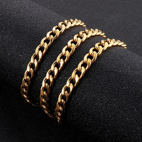 KALEN Ensemble de bijoux collier et bracelet chaîne gourmette cubaine en acier inoxydable 3-6,5 mm, Chaînes en acier inoxydable en gros