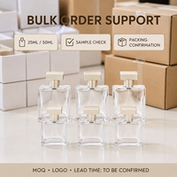 Botol Parfum Kaca Persegi 25ml 50ml, Transparan/Buram, Kosong, dengan Pompa Warna Emas