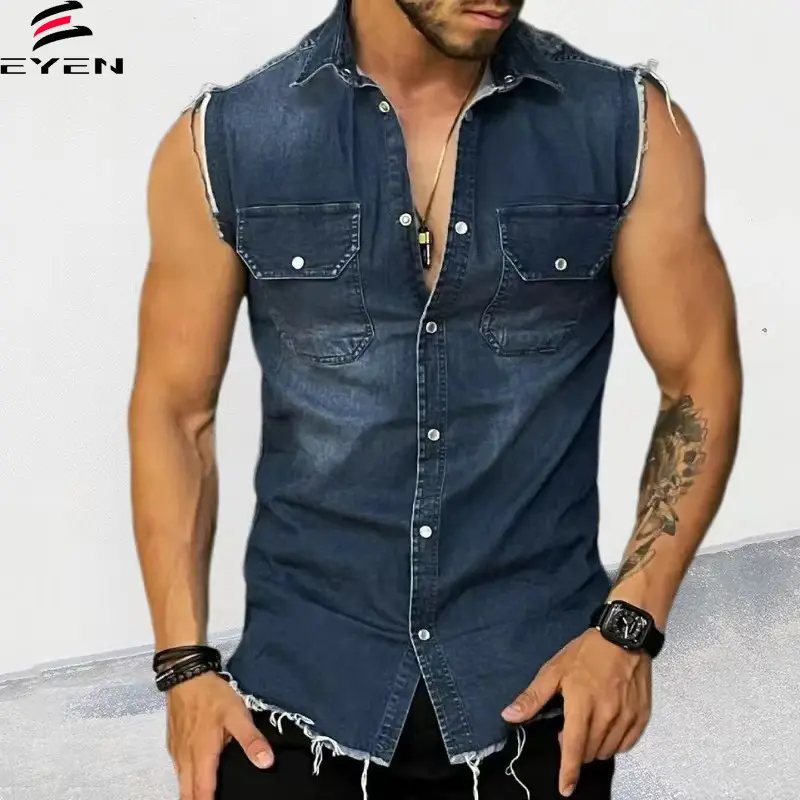 Conyson Hot Custom Casual Hoodie Tops Sexy Sleeveless Top for Men T SHIRT