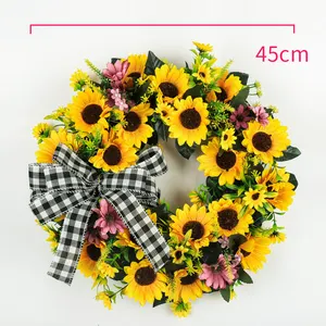 Forest style sunflowers wreath rattan decoration wreath Used for decoration wall and interior and wedding and Bee Festival