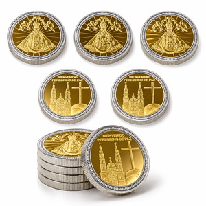 Medaglie Personalizzate 3D in Lega di Zinco per Santi Cattolici, Medaglione Religioso del <span class=keywords><strong>Pellegrino</strong></span> della Pace, Placcato Oro e Argento, Souvenir per la Chiesa - Product Image 1