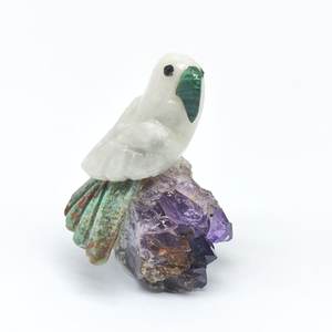 Piedra Natural Brasileña de Alta Calidad con Tecnología Suiza: Malaquita/Calcita Blanca/Crisocola/Ametista Parrot - Product Image 1