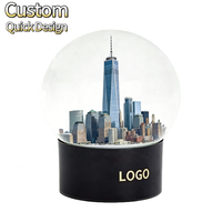 Globe à neige personnalisé avec la silhouette de New York, décoration en résine du One World Trade Center avec base logo