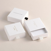 Caja de Joyería Blanca Personalizada con Cajón Deslizable, Inserto de Terciopelo, Logotipo en Lámina Dorada, Caja de Regalo para Anillos, Aretes y Collares