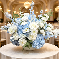 C-603 Vente en gros Magnifiques boules de fleurs en soie réalistes de 60 cm, roses et bleues, boules de fleurs de roses bleues pour centres de table
