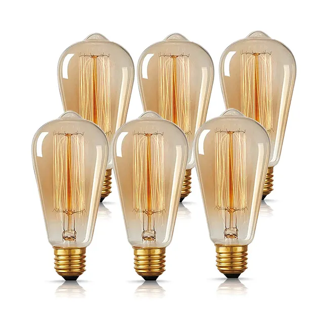 E26 ST64 Led Edison Vintage Light Bulbs 110-130V 240LM 40W 2700K Warm White Amber Glass Dimmable Bulbs