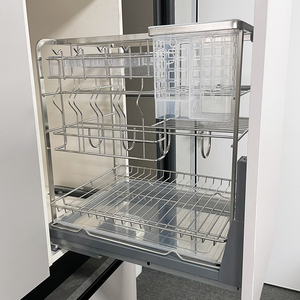Modern 3-Tier Chrome Plated Wire Drawer Organizer 2 Pcs With Pull-Out Sliding Feature <b>Stackable</b> Lazy Storage in Cabinets Seasoni - Product Image 1